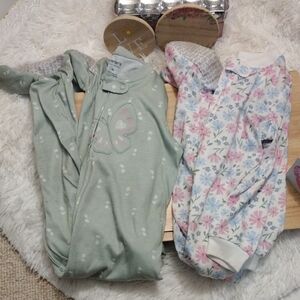 Carter's Green Butterfly and Floral Pajama Set